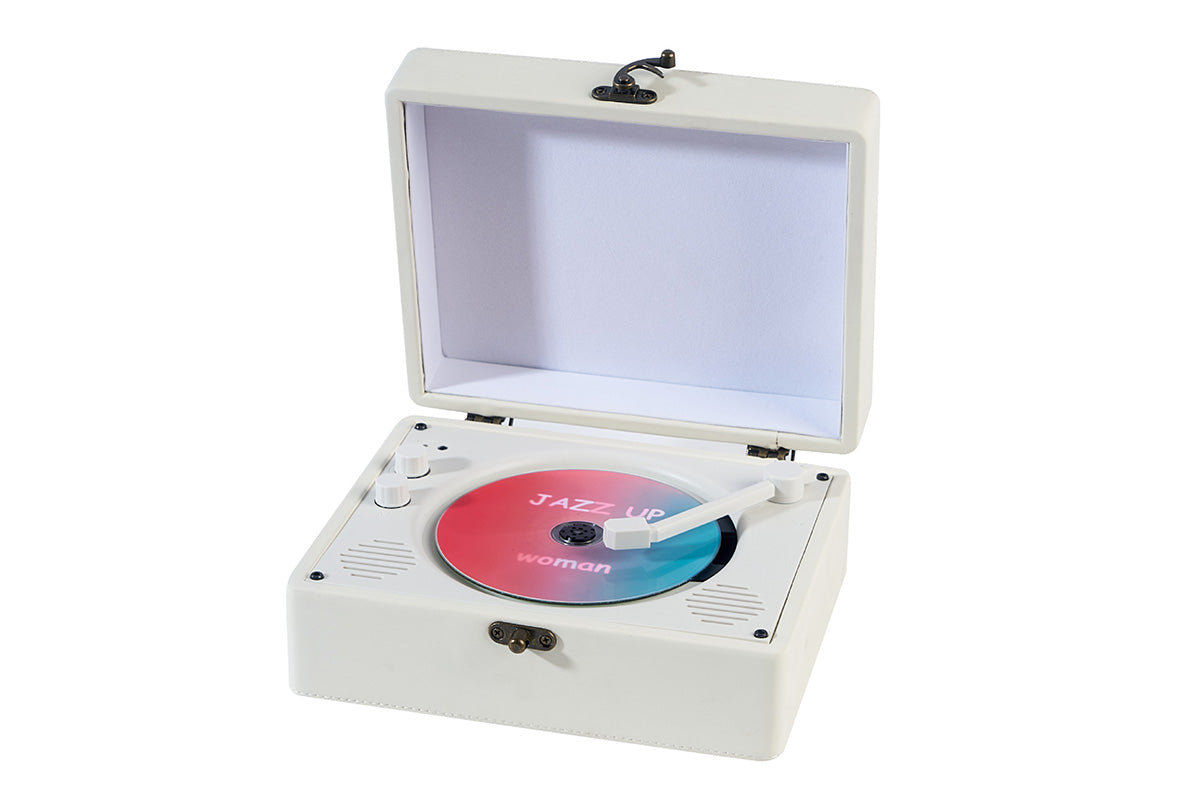 Retro Suitcase CD Player Bluetooth Vintage Desktop CD Player with Speaker-Beige