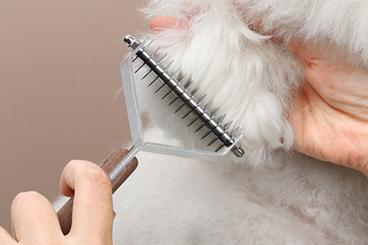 Large 2-Sided Undercoat Rake For Dogs And Cats Pet Grooming Brush Dematting Comb