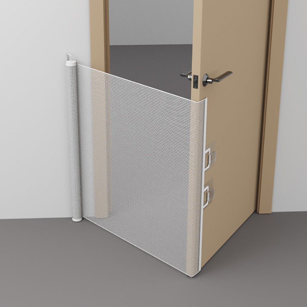Retractable Dog Gate for Outdoor Staris Hallways Doorways No Drill-White