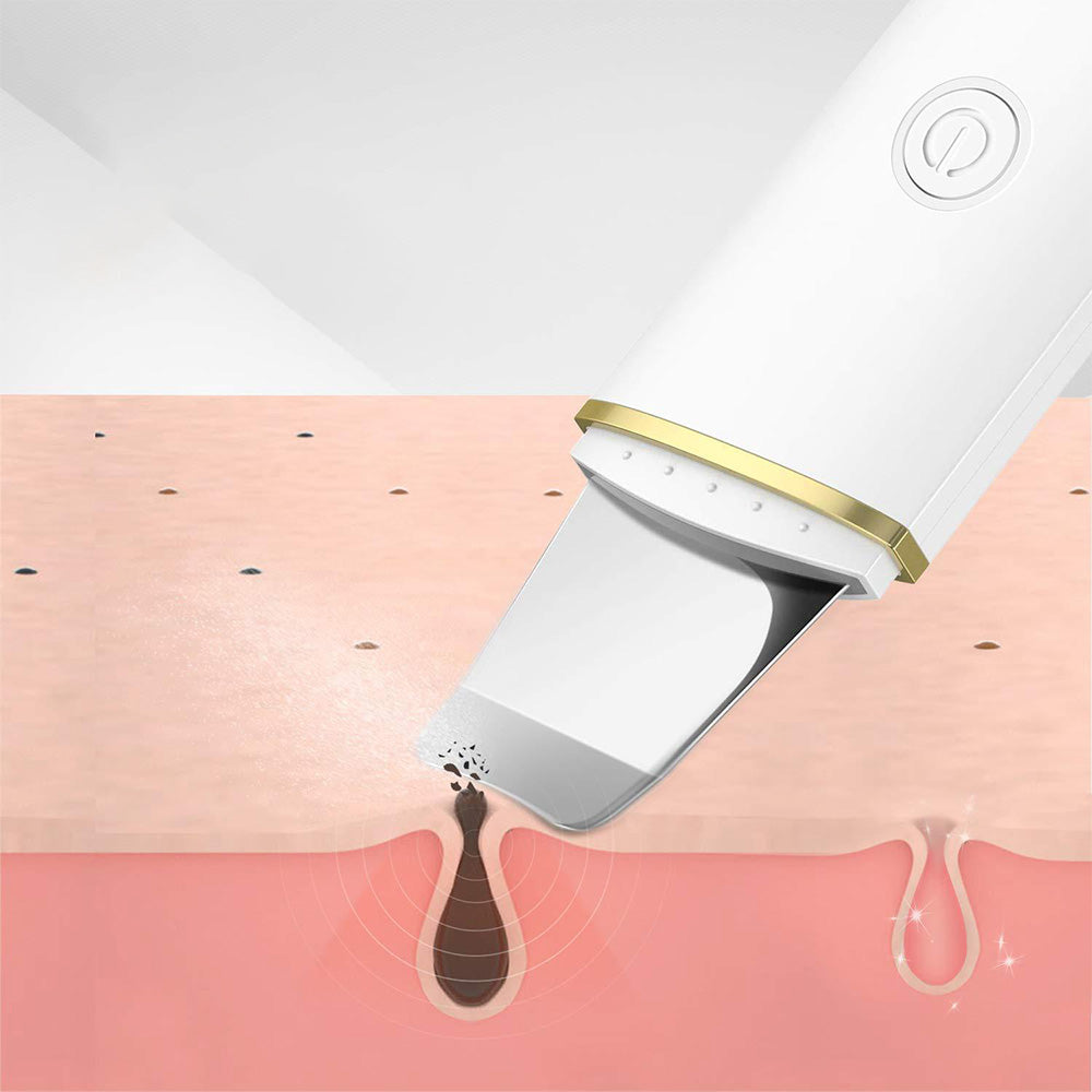 Electric Facial Skin Scrubber Ultrasonic Blackhead Remover Spatula Comedone Extractor Cleanser