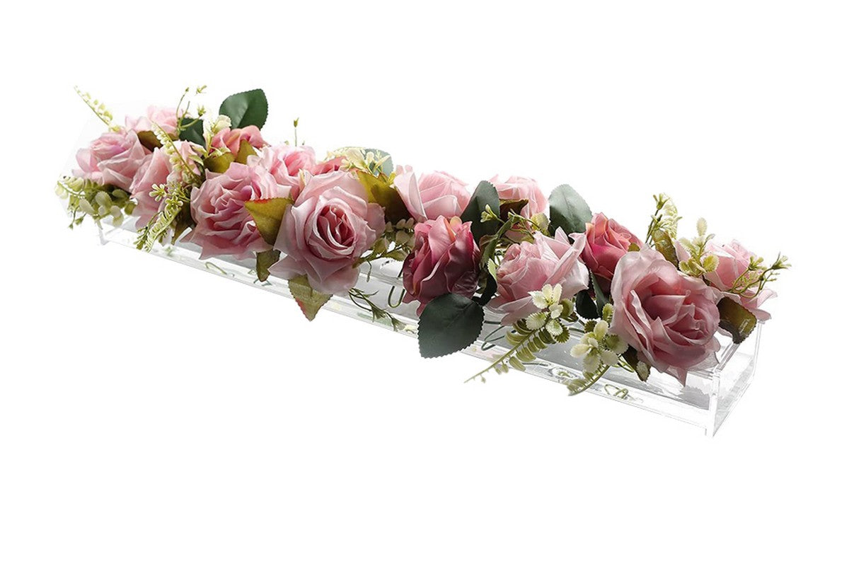 2Pcs Rectangular Acrylic Flower Vase Clear Floral Centerpiece Vase for Dining Table Wedding Tables Decorative Vase Home Decor