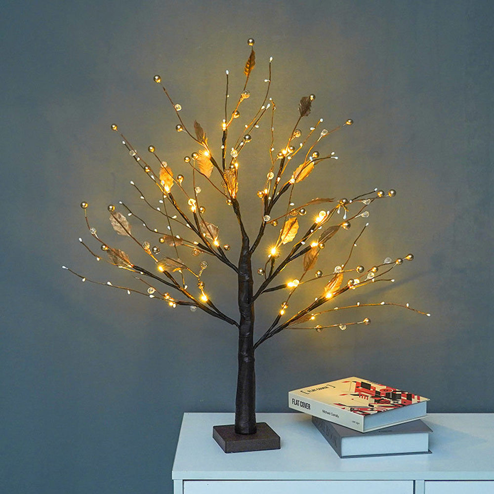 Tabletop Tree Light 24 LED Lighted Tree Decorated Lights Artificial Branch Tree Lamp for Outdoor and Indoor Christmas Decor Gold