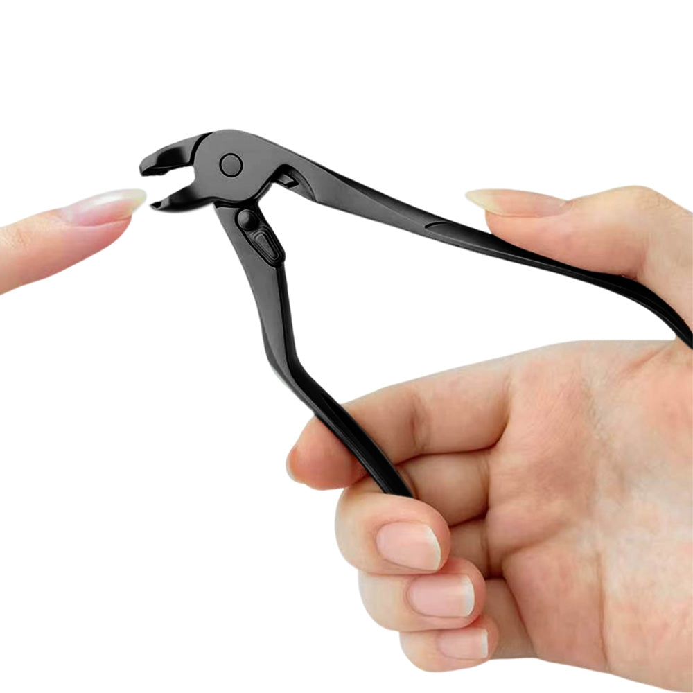 2 Pieces Long Handled Curved Head Toe Nail Clipper - Black+Silver