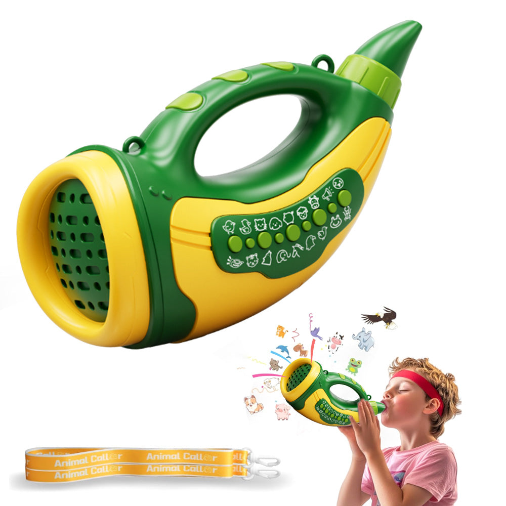 2 Modes Animal Hoot Caller with 12 Sound Effects Outdoor Nature Exploration Toy for Kids Green