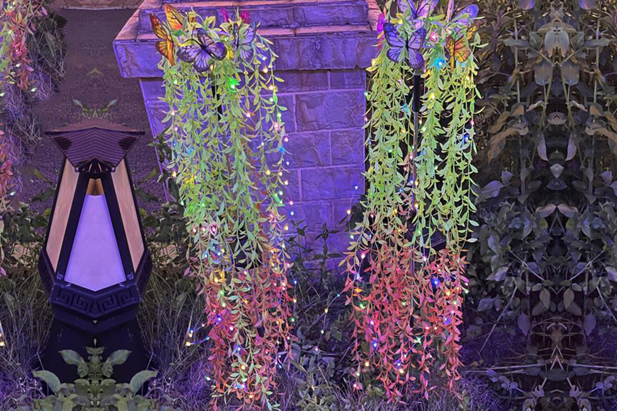 Solar Garden Lights 25LEDs Solar Power Butterfly Flower Lights Waterproof Swaying Tree for Outside Yard Pathway Patio Lawn