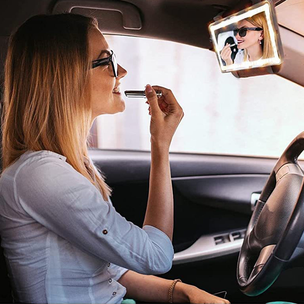 USB Car Visor Vanity Mirror Touch Screen LED Light Makeup Mirror White