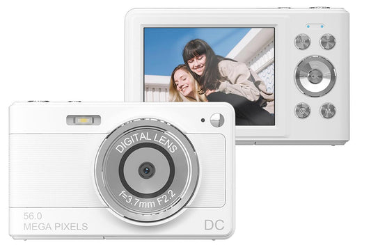 2.8 Inch Digital Camera 1080P Video Camera with 32GB Card 8X Zoom Anti Shake Compact Small Camera-White
