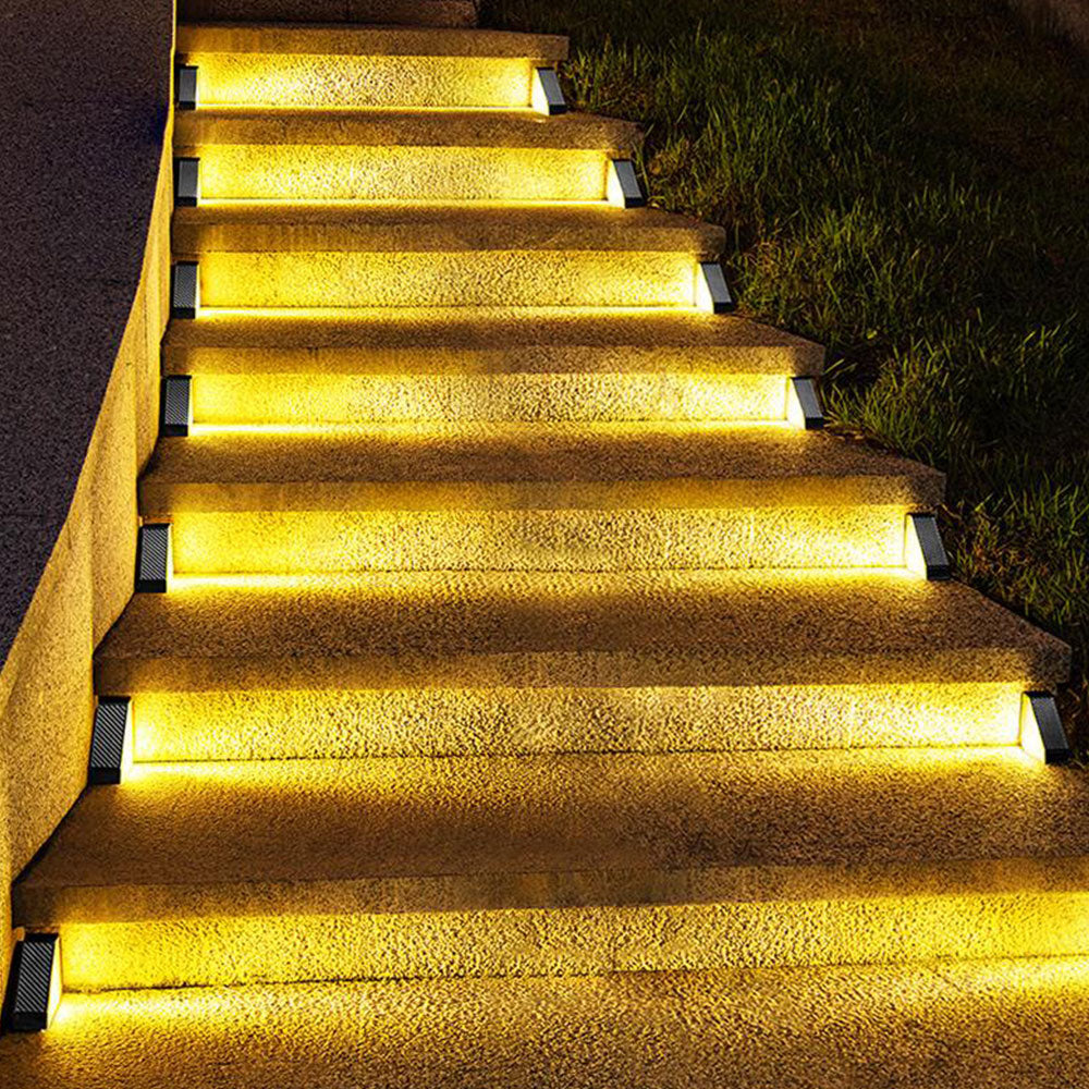 4Pcs Solar Triangle Stair Lights Outdoor Step Lights for Deck Front Porch Patio Decor Warm