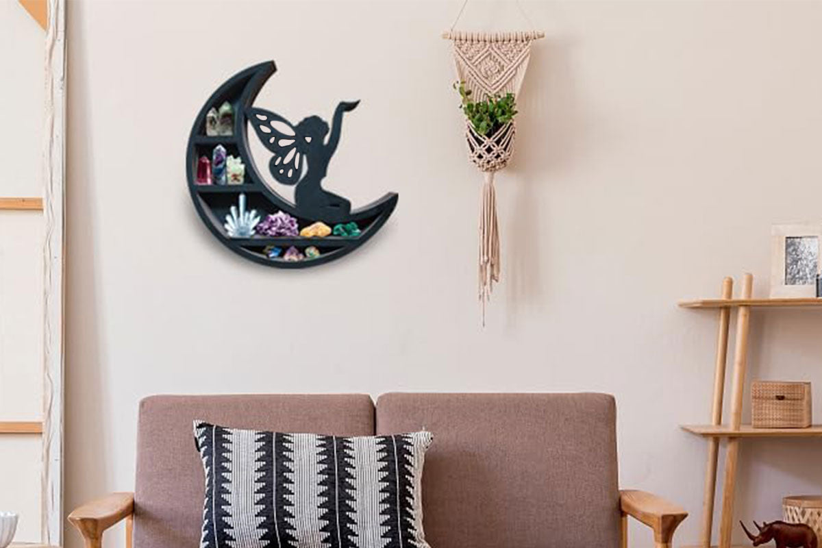 Wooden Shelf Halloween Crystal Display Shelf Decor-Fairy