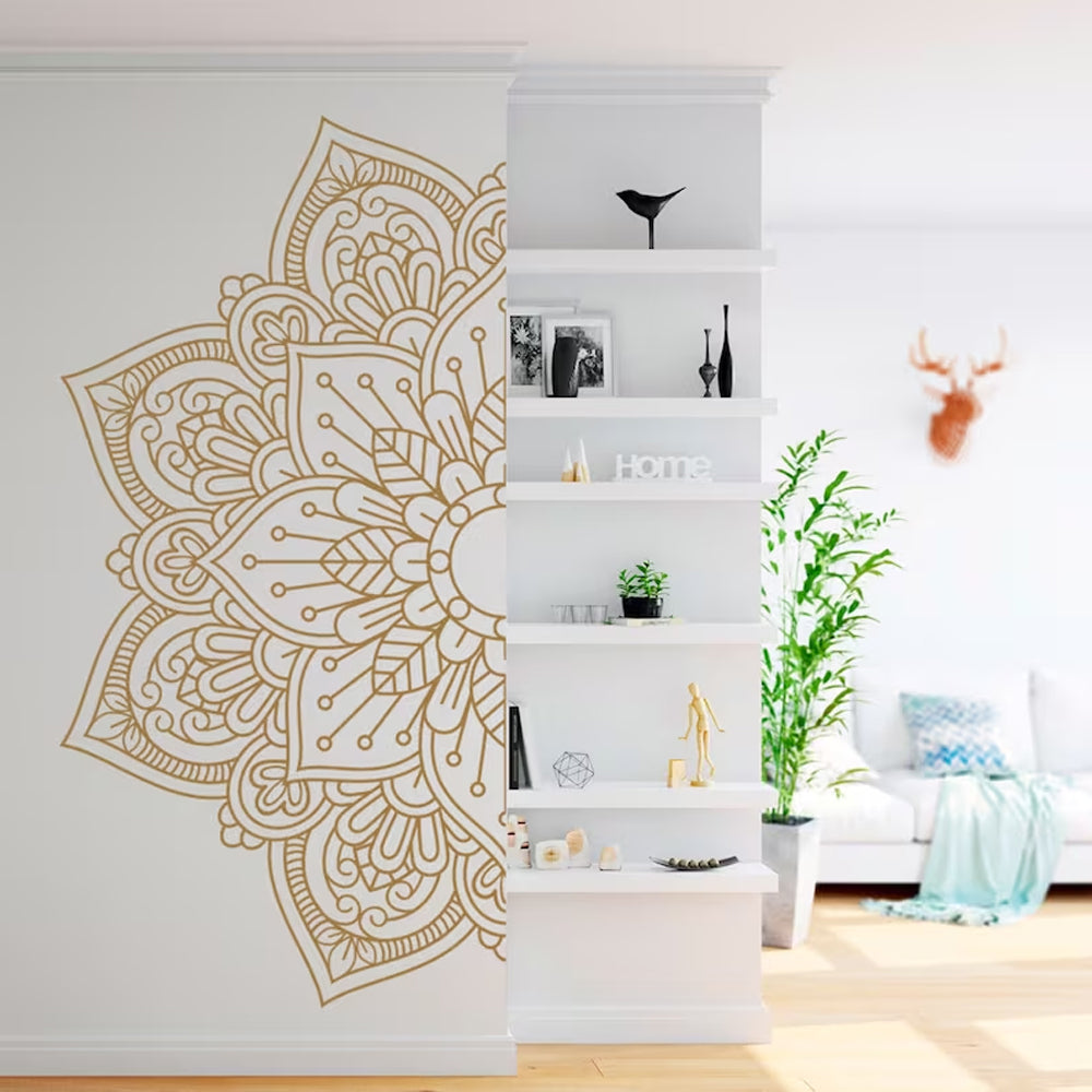 Half Mandala Decals Wall Sticker Home Rooms Yoga Art Decor Gold