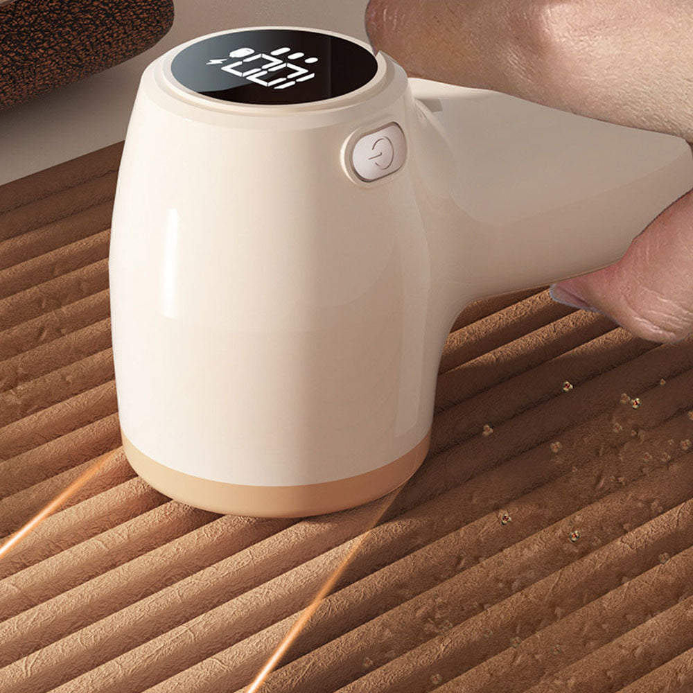 Rechargeable Electric Fur Remover Digital Display Fabric Shaver for Clothes Beige