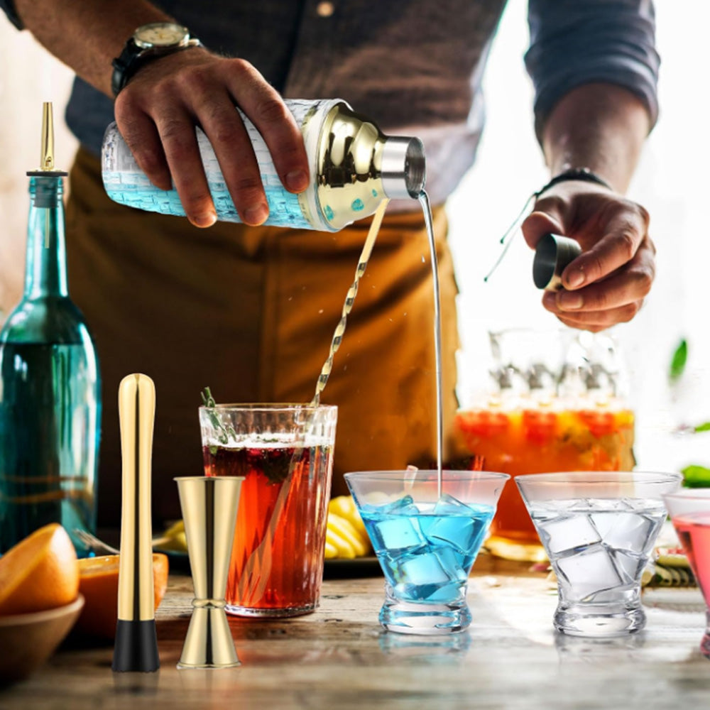 Glass Cocktail Shaker Leakproof Drinks Shaker with Steel Lid Ice Shaker for Home and Bar Use Silver