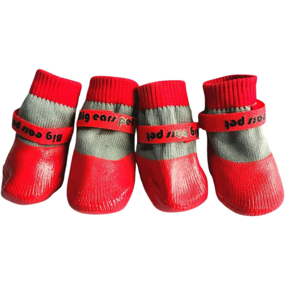 Waterproof Anti Slip Pet Shoes with Rubber Sole for Indoor and Outdoor Use Red