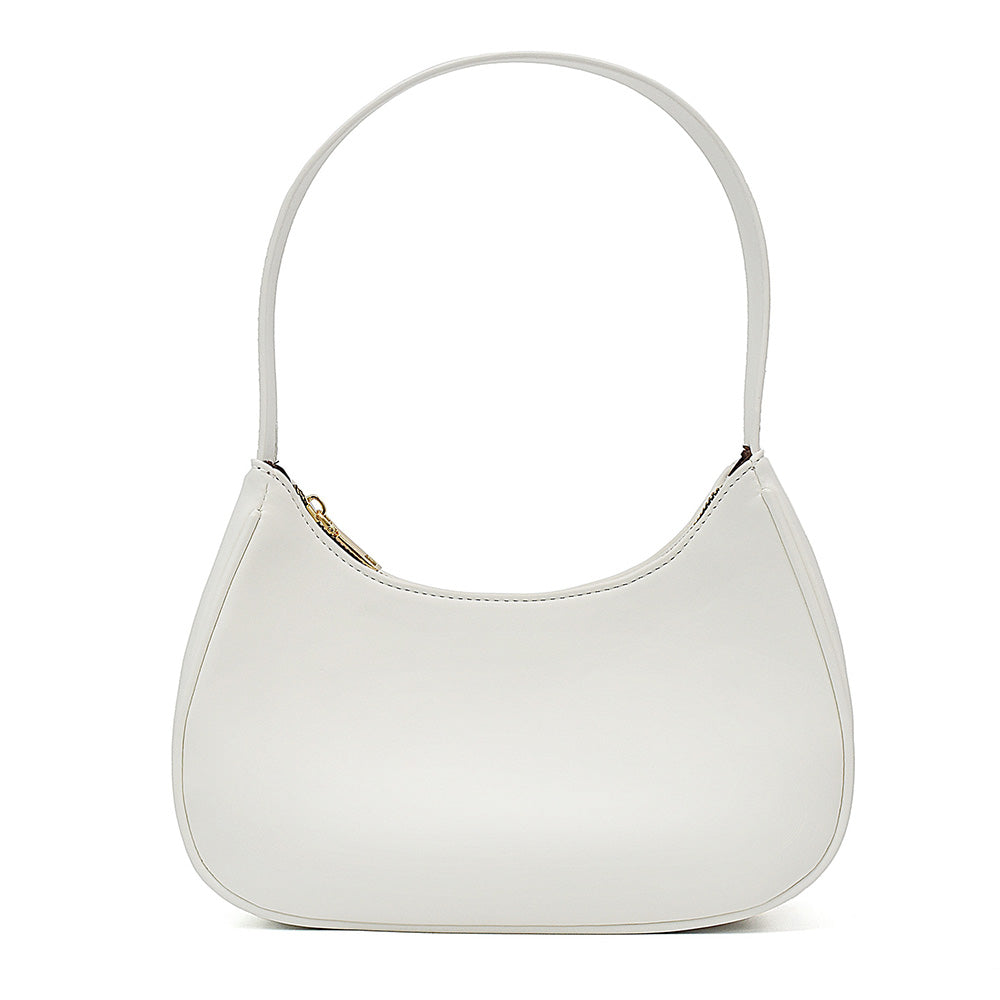 Women Shoulder Bag Elegant Feminine Mini Handbags with Zipper Closure White