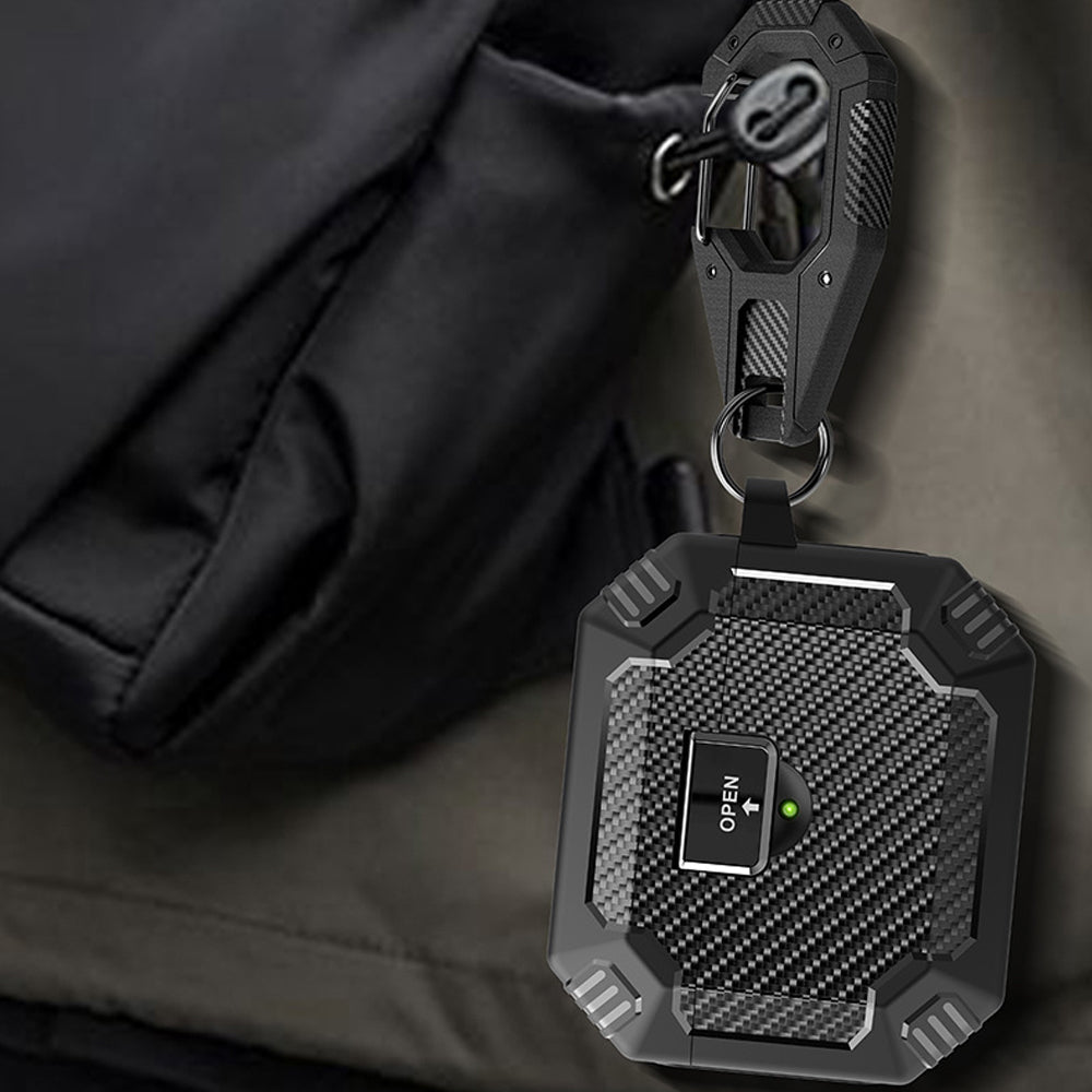 For Airpods Pro2nd Generation Magnetic Switch Case Shockproof Rugged Protective Cover with Keychain Black