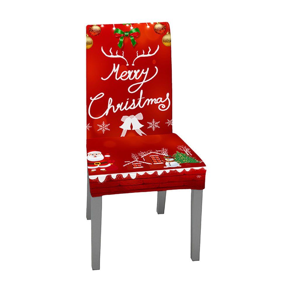 2Pcs Christmas Chair Cover Decorations Xmas Chair Slipcover Creative Pattern Style 4