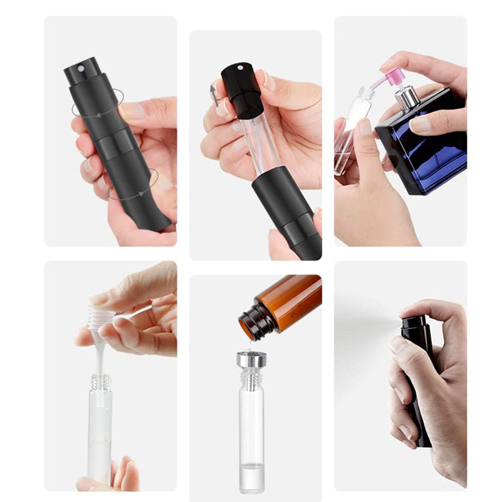 3Pcs 8ml Perfume or Cologne Travel Refillable Spray Bottle-Black