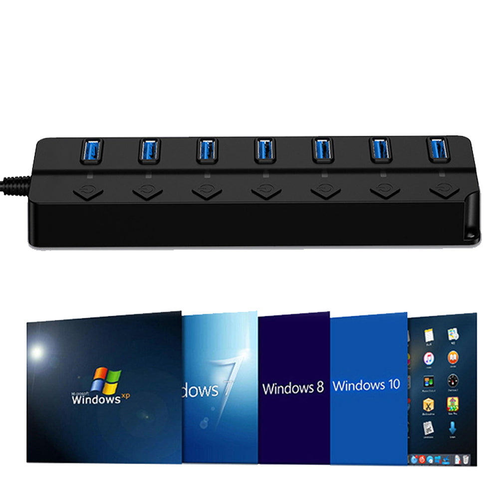 7 Port USB 3.0 Hub 5Gbps Splitter for PC Laptop Keyboard Mouse