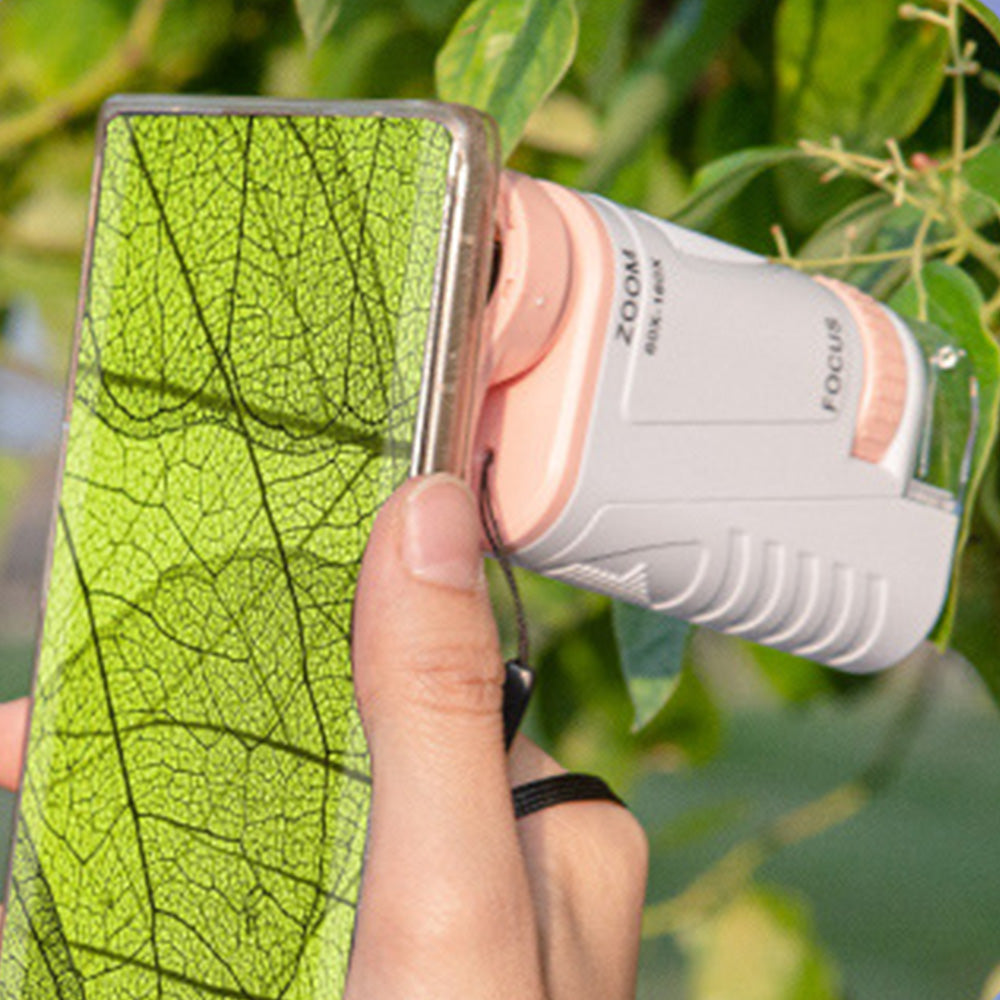 60X-180X Magnification Pocket Microscope Explorer Toy Set for Kids Pink