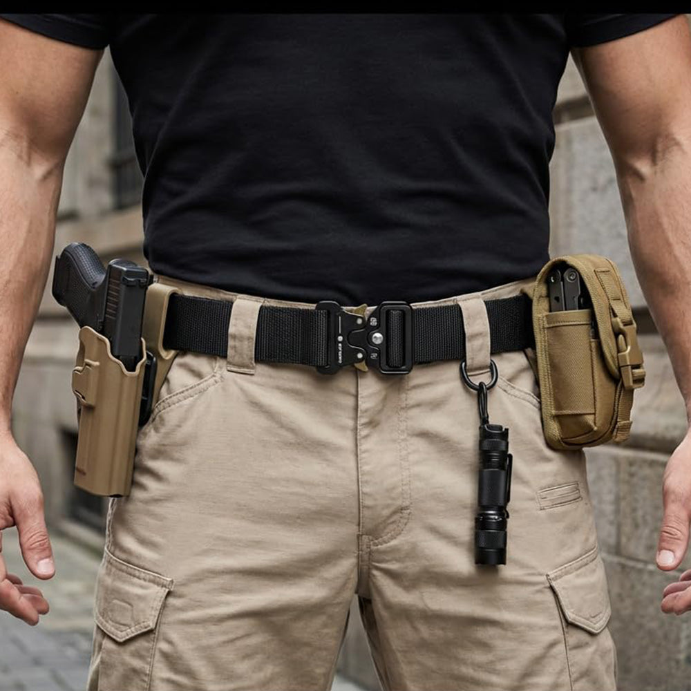 Nylon Tactical Belt Quick-Release for Outdoor Work Daily-Black