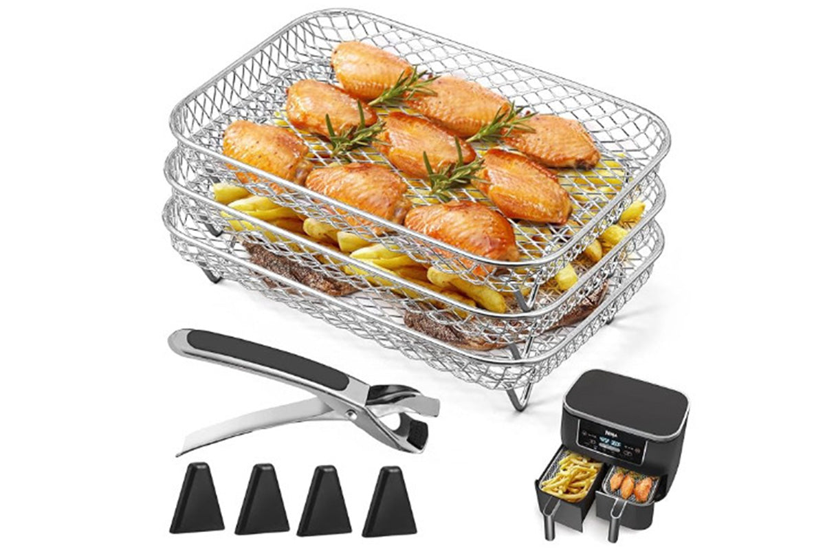 8PCS Air Fryer Rack Accessories Stackable Stainless Steel Layers for Ninja and Dual Models