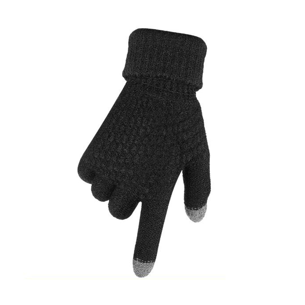 Pair of Winter Thermal Warm Gloves Touchscreen Sports Knit Gloves Black