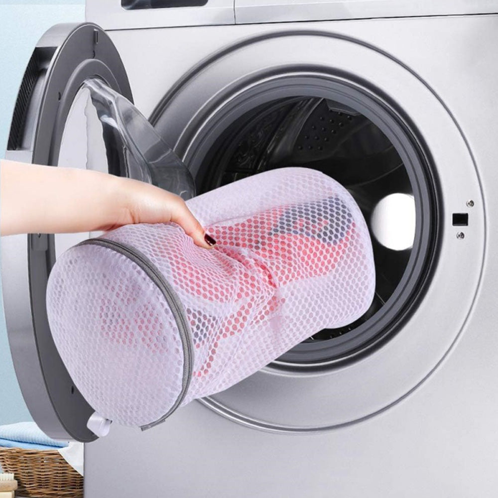 4Pcs Cylinder Mesh Shoe Washing Bags Shoe Laundry Bags with Zipper for Sneakers Running Shoes Socks