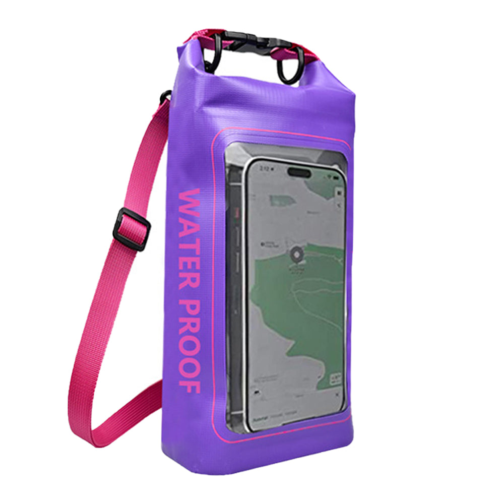 Water Resistant Dry Bag Roll Top Crossbody Shoulder Bag with Phone Pouch Purple