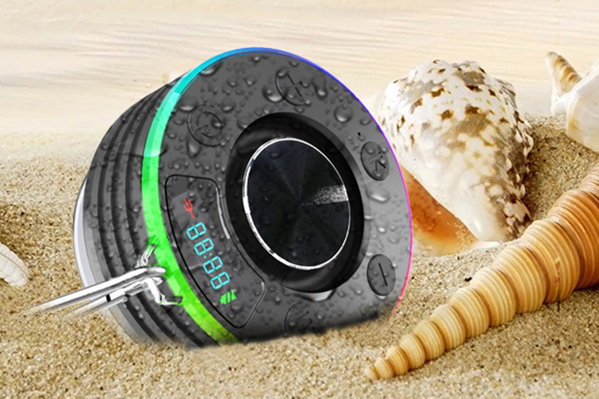 Bluetooth 5.3 Shower Speaker Water-resistant Wireless Speaker With Suction Cup Shower Radio For Outdoor-Black