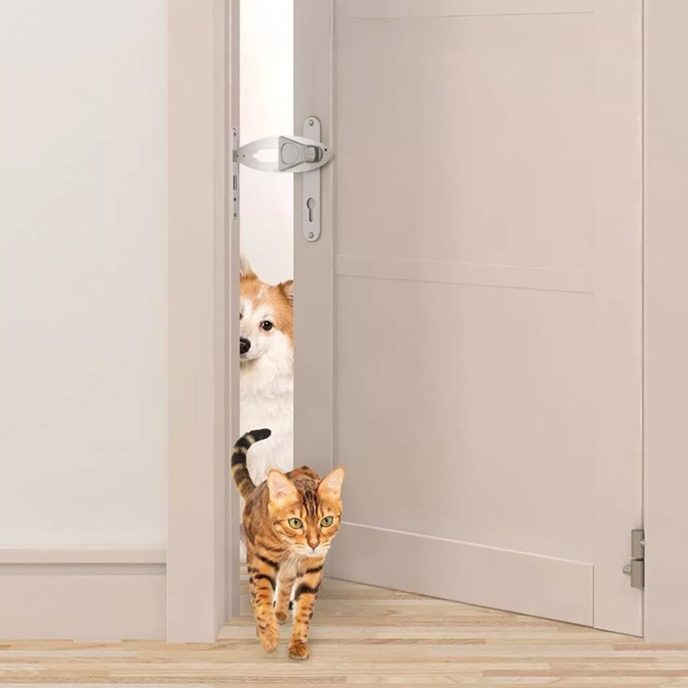 Adjustable Cat Door Latch Fast Flex Pet Door Stopper to Keep Dogs Away White