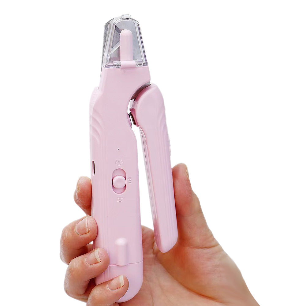 2-in-1 Pet Nail Grinder with LED Lights USB Rechargeable Dog Nail Clippers Cats Claw Trimmer Pink