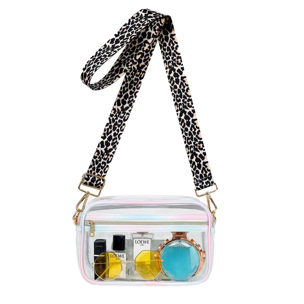 Clear Crossbody Bag Sling Purse Makeup Storage Bag Concert Messenger Bag with Removable Strap Multicolor
