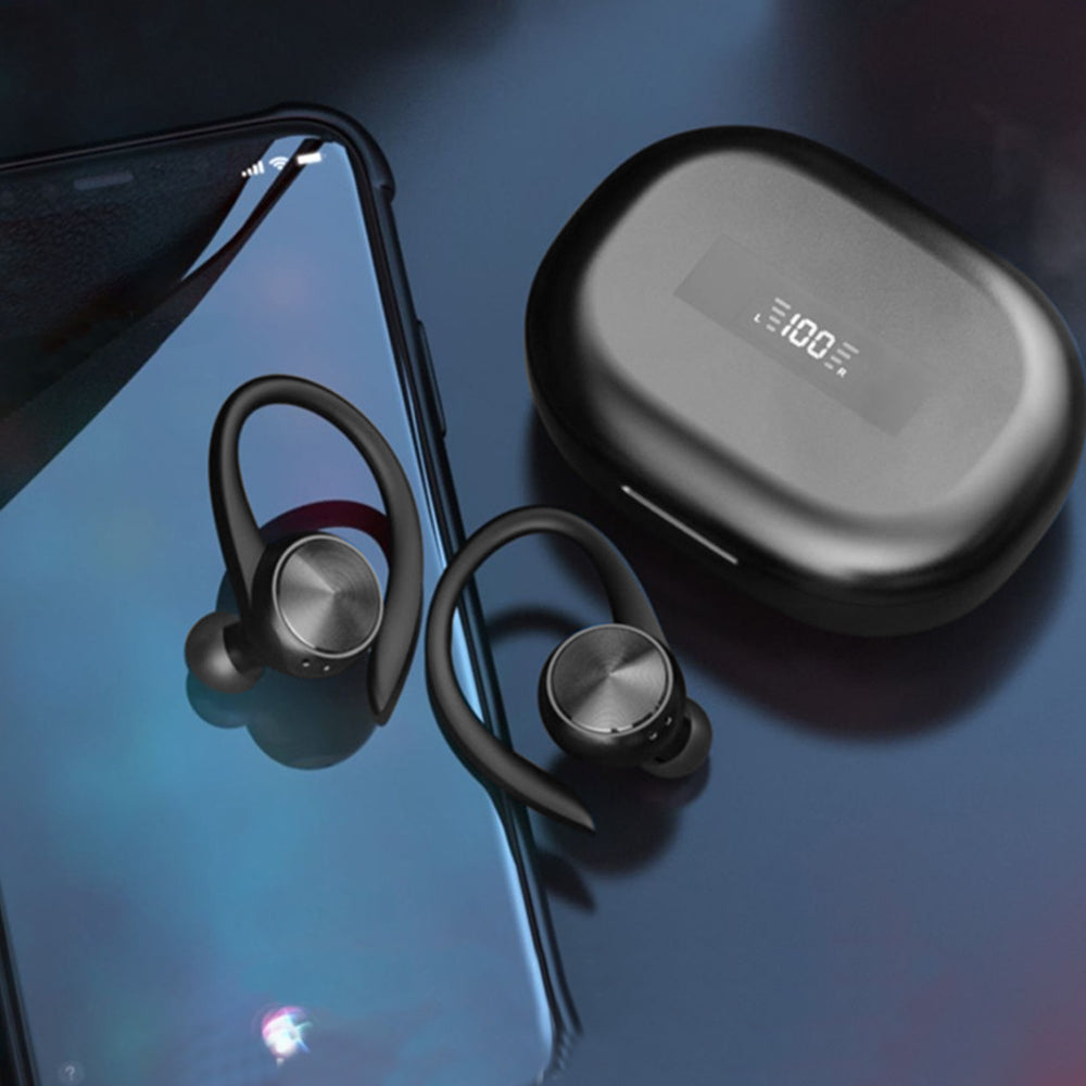 Wireless Bluetooth Earphones Ear Hoop Headphones Sport Gym Earbuds with Mic