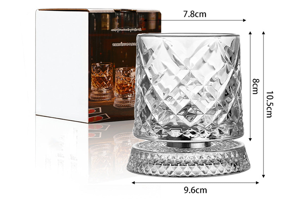 270ML Rotating Transparent Whiskey Glass - Gemstone Style