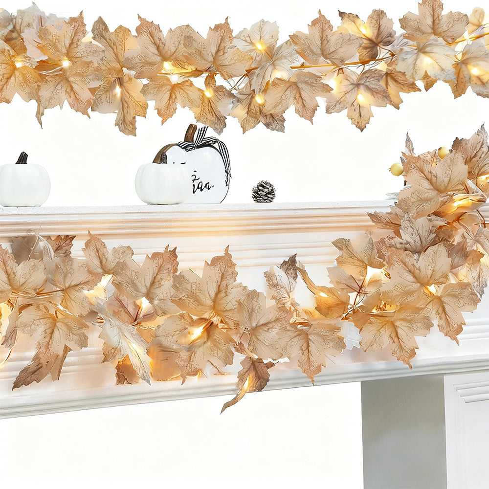 LED Maple Leaves Garland with Lights ¨C Fall Decorations for Home and Christmas