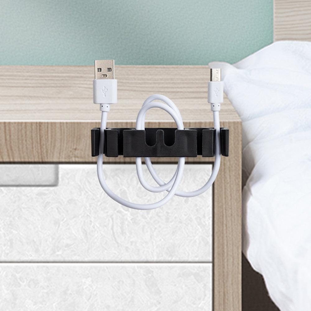 5Pcs Punching Free Black Cable Organizer Holder