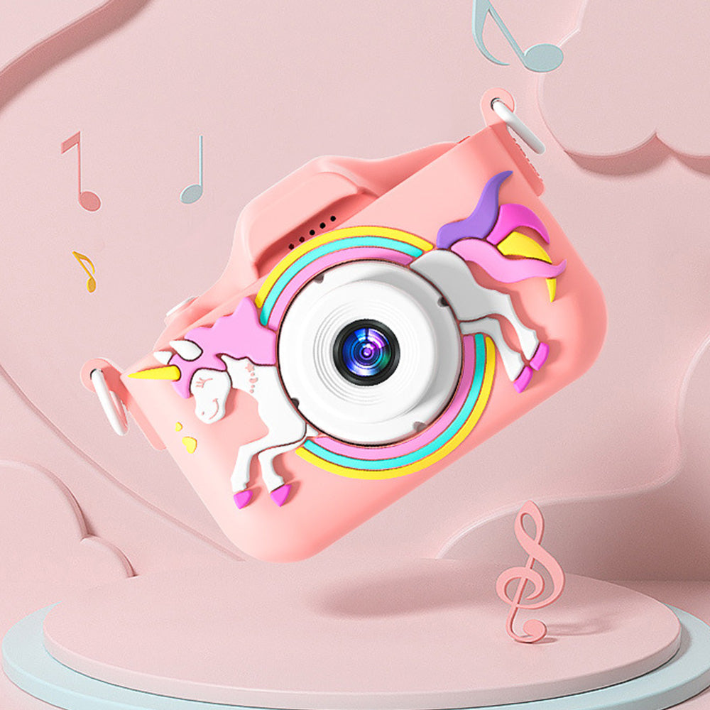 1080P Kids Digital Camera with 64GB TF Card for Christmas Birthday Pink
