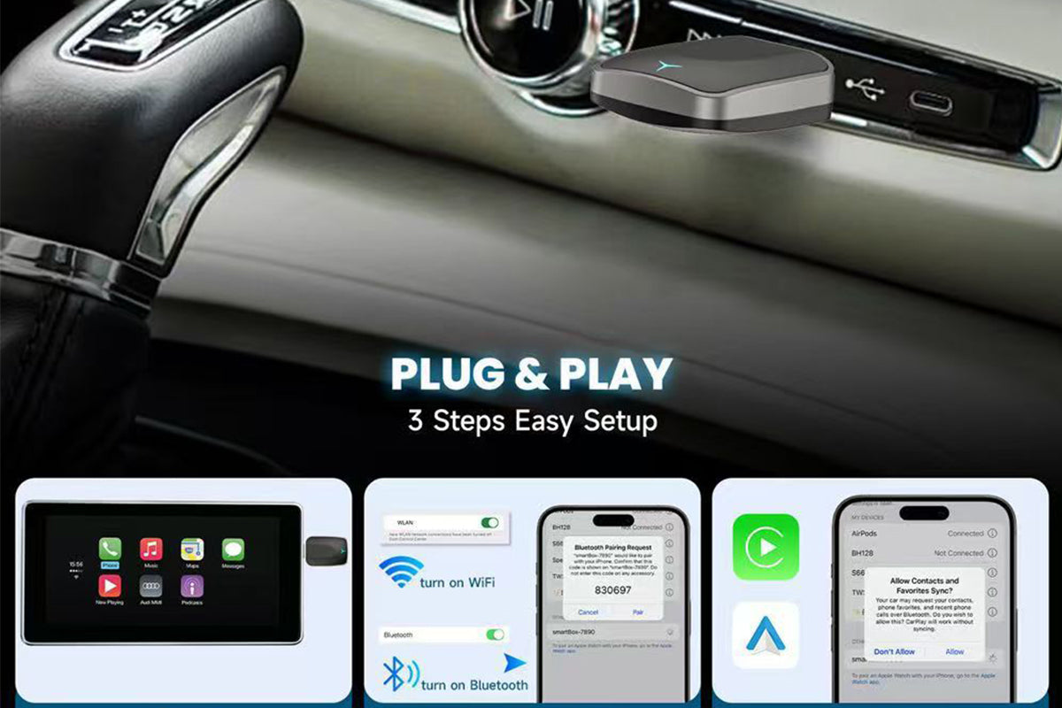 2 in 1 Wireless CarPlay Adapter for iPhone Convert Wired to Wireless CarPlay