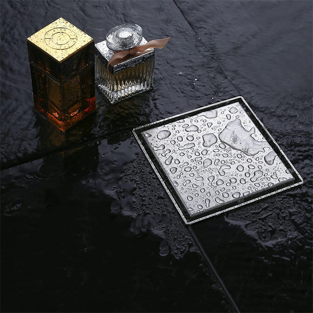 Square Shower Drain with Filter-Silver