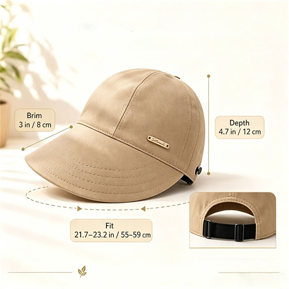 Wide Brim Quick Dry Sun Hat with Ponytail Opening and Hook - Khaki
