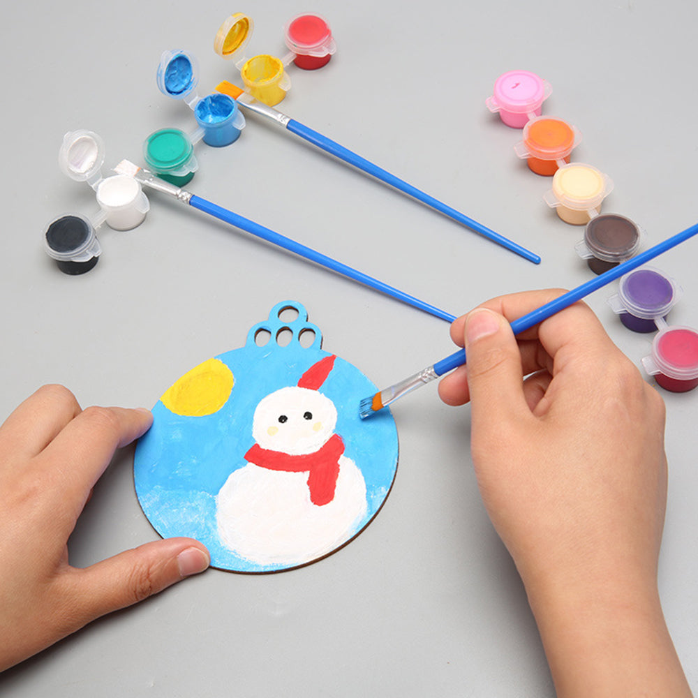 30Pcs Wooden Round Bauble Blank Hanging Ornament Christmas Tree Pendant DIY Craft