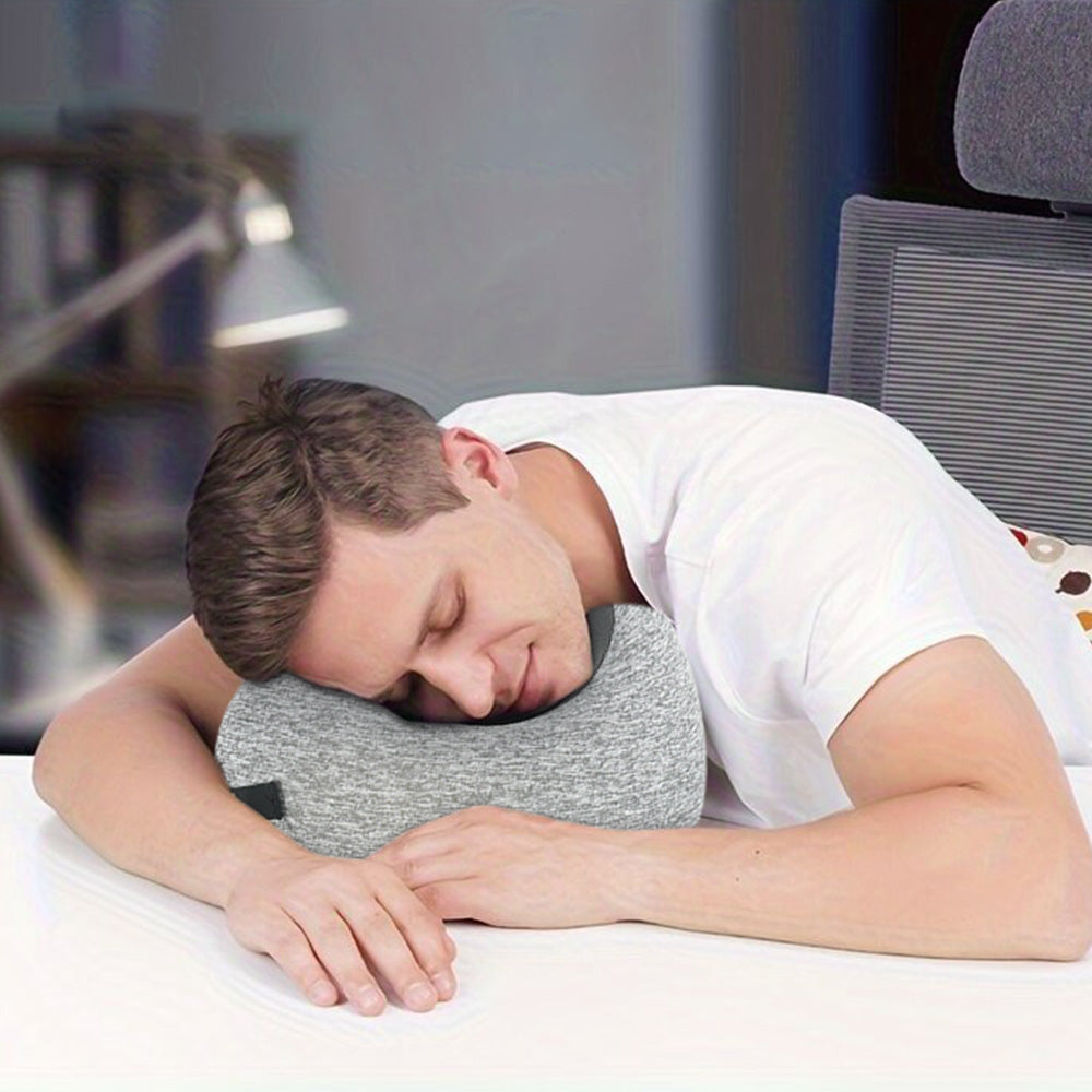Memory Foam Pillow for Sleep Travel Neck Pillow with Storage Bag Light Grey