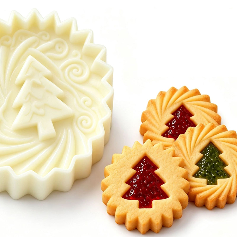 White Cake Double Head Pastry Mold Christmas Tree Cookie Press
