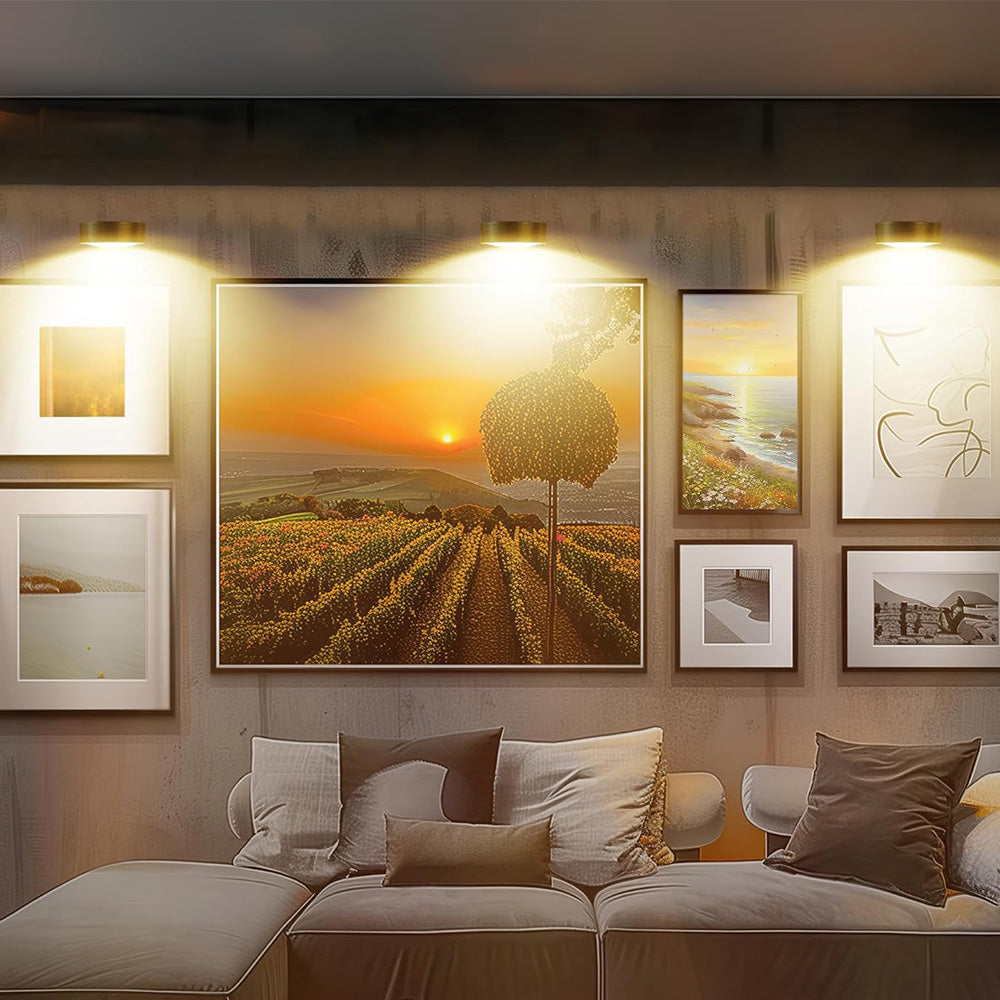 3Pcs Wireless RGB Picture Light Rechargeable LED Art Display Light for Picture Frame Paintings Gold