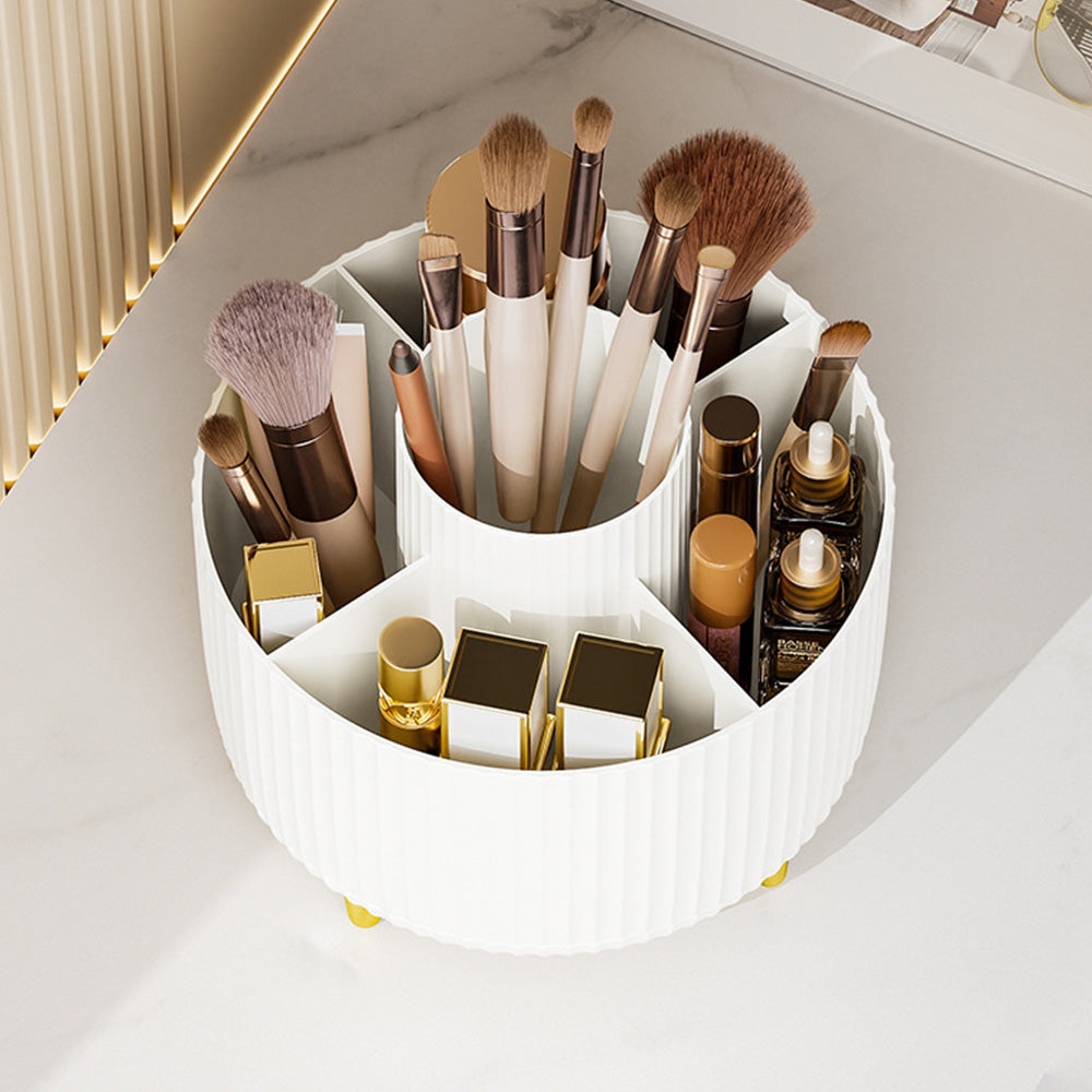 360 Degree Rotating Desk Organizer with 4 Slots For Pencil and Pen Holder-White