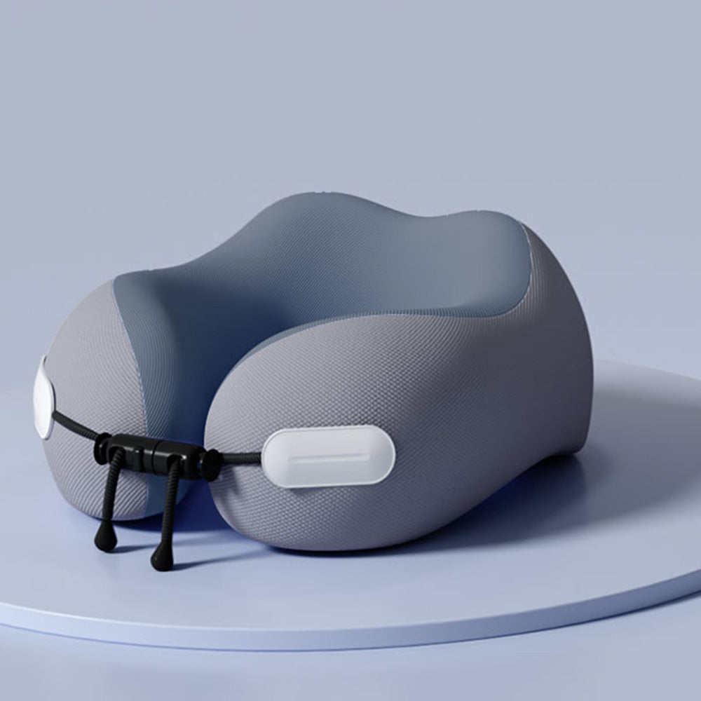 Memory Foam Travel Pillow Neck Support Pillow with Storage Case Gray