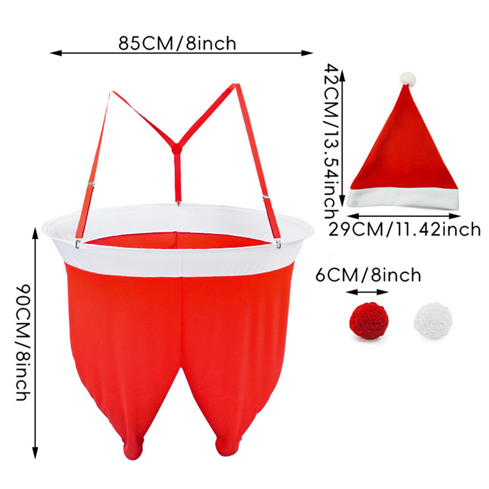 2 Piece Christmas Santa Pants Toss Yard Game for Adults with 20 Plush Balls and Hat