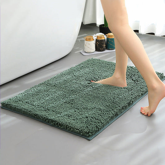 Soft Absorbent Chenille Bath Rug Quick Dry Bath Mat for Bathroom Floor Home Decor Green