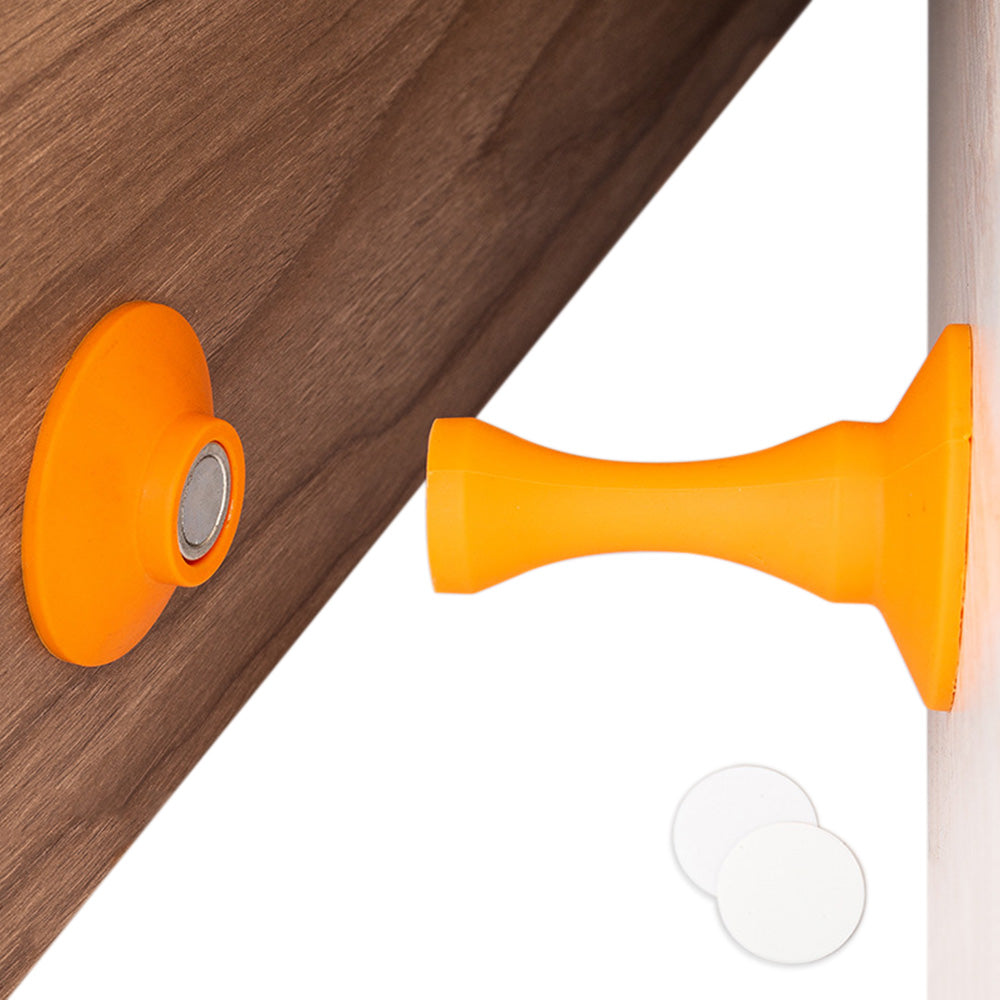 Magnetic Silicone Door Stopper �Strong Holder for Bottom of Door Orange