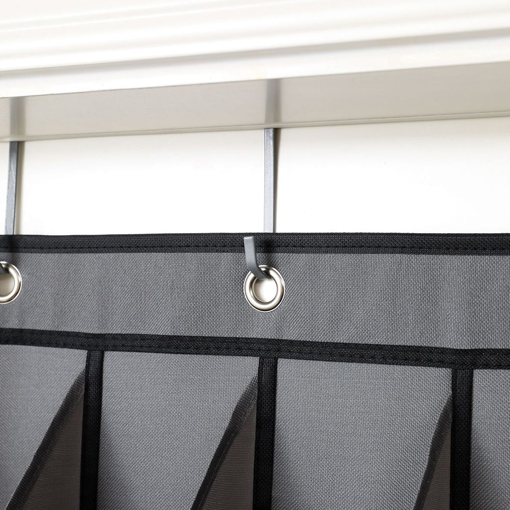 16-Grid Hanging Shoe Rack Over The Door Shoe Organizer Gray